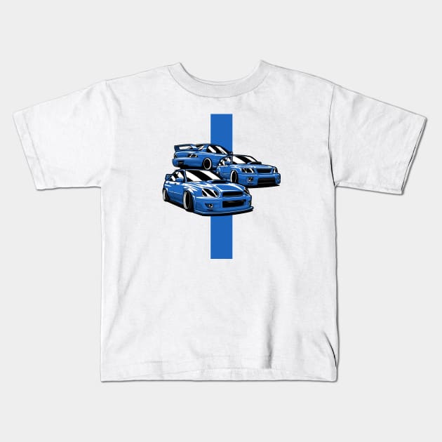 Blue WRX STI JDM Legends Kids T-Shirt by KaroCars